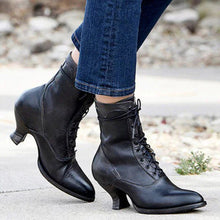 Load image into Gallery viewer, Women's Sculptural Heel Lace-Up Ankle Boots – Pointed Toe | Sarah Express