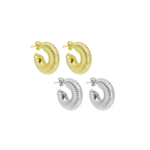 Load image into Gallery viewer, Puffy Snail Gold Silver Thick Hoop Earrings, Sku#A267