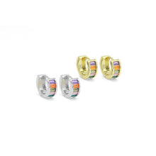 Load image into Gallery viewer, Cute Colorful Baguette CZ Small Hoop Earrings, Sku#LX451c