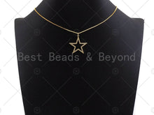 Load image into Gallery viewer, Gold Five Point Star Shape Pendant,  Frame Star Charm, Pave Star Pendant, Gold plated, 27mm, Sku#LK81