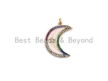 Load image into Gallery viewer, NEW Enamel Crescent moon With Star Pendant,CZ Micro Pave Oil Drop Moon Star pendant,Enamel Charm,Enamel Jewelry,18x25mm,sku#F657