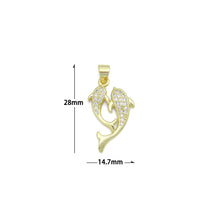 Load image into Gallery viewer, Clear CZ Gold Dolphin Charm Pendant,Sku#LD715