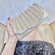 Load image into Gallery viewer, Elegant Satin Pleated Evening Clutch Bag - Cheongsam Style Formal Handbag with Hasp Lock