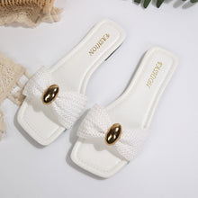 Load image into Gallery viewer, Women's Knit Slip-On Slides | Breathable Metal Detail Casual Sandals