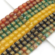 Load image into Gallery viewer, Barrel Agate Beads with Golden Lines, Sku# U1747