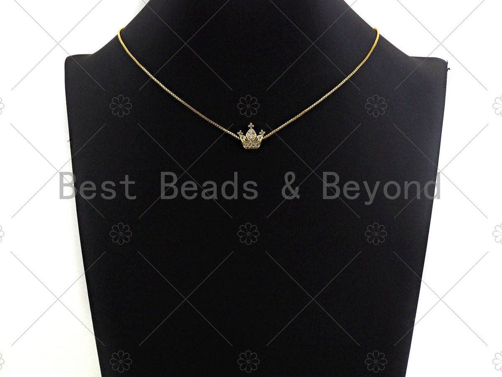 CZ Micro Pave Gold Spacer Crown Beads, Gold Crown Charm,  Crown Beads, Jewelry Findings, 15mm, sku#LK45