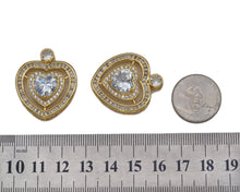 Load image into Gallery viewer, Big Crystal Double Dual Heart Charm, Baguette cz heart, Sku#LK609