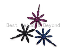 Load image into Gallery viewer, CZ Micro Pave Cobalt/Fuchsia/Green/Black Flower Pendant, CZ Pave Focal Pendant, Gumental plated, 35x37mm sku#F408