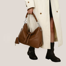 Load image into Gallery viewer, Women's Genuine Leather Chain Shoulder Crossbody Bag with Triangle Pouch