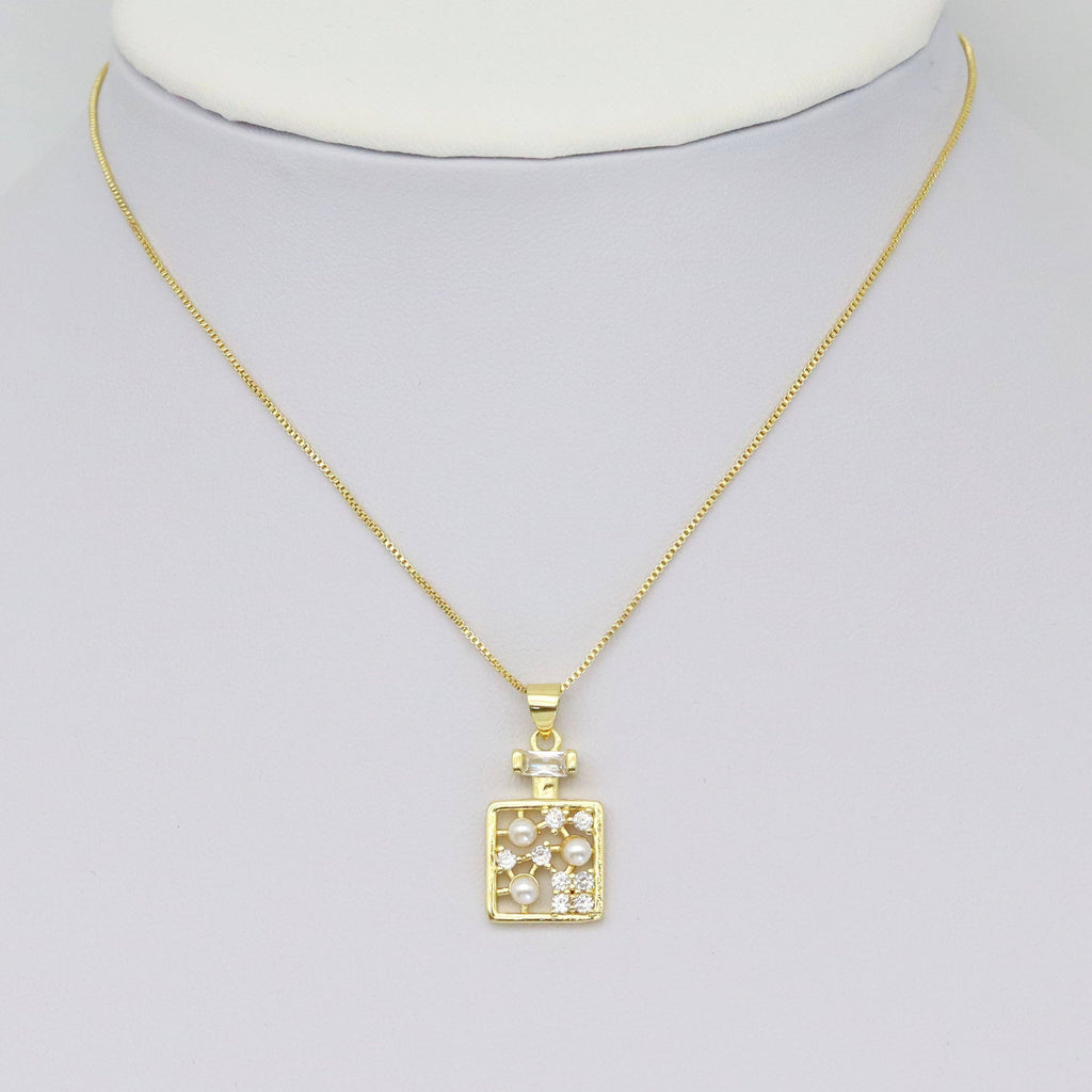 CZ  White Pearl On Square TAG Charm, Sku#LK924