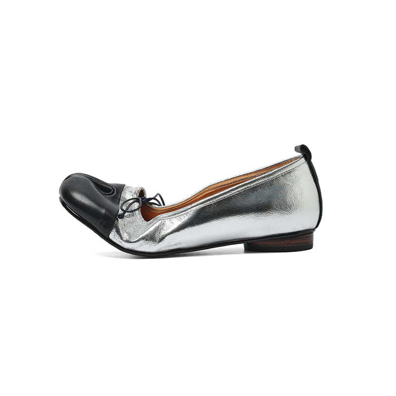 Women's Split-Toe Tabi Bow Ballet Flats | Full Grain Leather Slip-On Flat Shoes