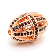 Load image into Gallery viewer, CZ Micro Pave Oval Cage Spacer Beads for Bracelet/Necklace, Black Cubic Zirconia Beads Pave, Men's Jewelry Making, 17x12mm,sku#G57