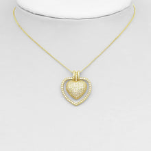 Load image into Gallery viewer, CZ Pave Double Heart Pendant, Sku#A216