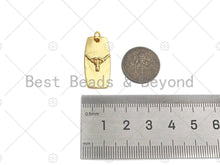 Load image into Gallery viewer, 18K Dainty Gold Cow Head On Rectangle Shape Pendant/Charm,Bull Head Medallion Charm, Necklace Bracelet Charm Pendant,12x25mm, Sku#LK253