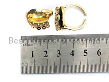 Load image into Gallery viewer, Colorful CZ Micro Pave Black Enamel Evil Eye With Long Eyelash Ring, Cubic Zirconia Gold Ring,Adjustable Ring,15x23x17mm,sku#X13