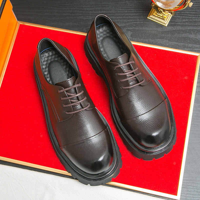 Men's British-Style Glossy Height-Increasing Leather Shoes – Tassel Loafer, Microfiber Upper