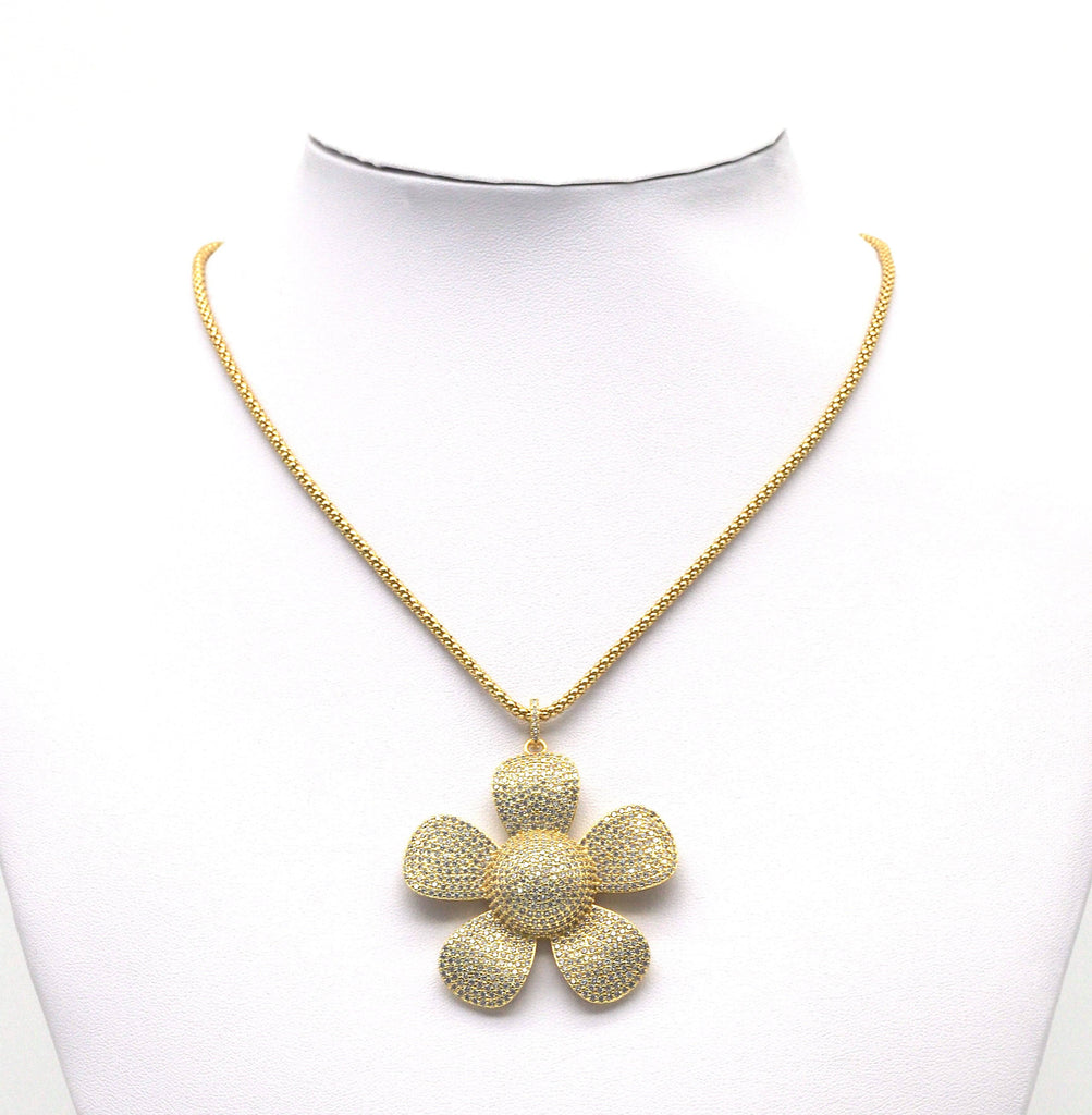 Large Gold Silver Flower Charm, Sku#ML53