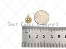 Load image into Gallery viewer, CZ Micro Pave Evil Eye On Round Ring Shape Pendant,18K Dainty Gold Charm, Necklace Bracelet Charm Pendant,9x11mm,Sku#JL38