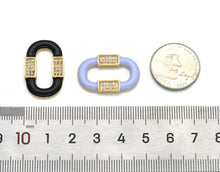 Load image into Gallery viewer, CZ Enamel Pave Gold Oval Connector Charm, Sku#LX166