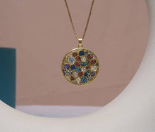 Load image into Gallery viewer, Colorful CZ Round Coin Charm, Sku#LK608