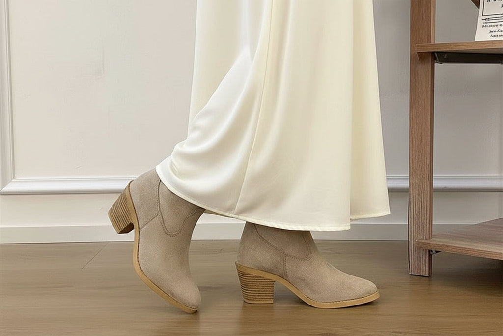 Women's Retro Sock Bootie | Pointed Toe Slip-On | Mid Heel