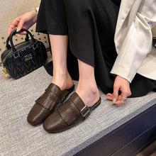 Load image into Gallery viewer, Women's Fringed Mule Sandals - Tassel Closed-Toe Slip-On Slides