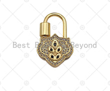 Load image into Gallery viewer, 18K Gold Micro Pave Shield Lock Shape Clasp, Gold Shield Lock, Shield Shape Clasp,Pave Lock,18x28mm,sku#K146