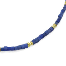 Load image into Gallery viewer, Royal Blue Cube Gemstone Gold Spacer Necklace, EF538