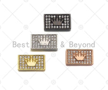 Load image into Gallery viewer, CZ Large Hole Crown On Cuboid Spacer Micro Pave Beads, Cubic Zirconia Cuboid  Space Beads, Men's Bracelet Findings, 13x7mm, SKU#LD08