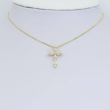 Load image into Gallery viewer, Crystal Silver Gold Cross Shape Charm Pendant, Sku#A376