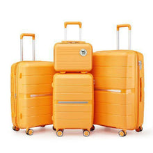 Load image into Gallery viewer, 4-Piece PU Leather Luggage Set for Women – Travel Bag Set in Pink, Apricot &amp; Orange