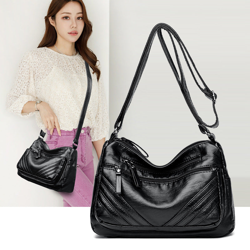 Retro-Textured Crossbody Shoulder Bag – Minimalist PU Leather Women's Bag