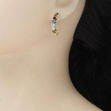 Load image into Gallery viewer, Colorful CZ Gold Arc Stud Earrings, Sku#A136