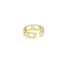 Load image into Gallery viewer, Gold Hollow Out Heart Polygon Adjustable Ring, Sku#LX620