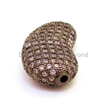 Load image into Gallery viewer, CZ Micro Pave Bean Shape Spacer Beads with Clear Crystal for Bracelet/Necklace, Cubic Zirconia Beads, 23x13x8mm, sku#G62