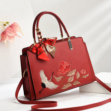 Load image into Gallery viewer, Chinese Embroidered Crane Crossbody Tote Bag for Women - Fashion Handbag with Multiple Compartments