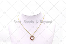 Load image into Gallery viewer, Green/Fuchsia/Clear CZ Micro Pave Heart Shape Pendant, 18K Gold Filled Heart Charm, Necklace Bracelet Charm Pendant, 19x19mm,Sku#LK491