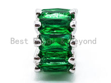 Load image into Gallery viewer, 6x10mm CZ Micro Pave Big Hole Tube Beads, Purple/Green/Black/Pink Cubic Zirconia Spacer Beads, European Large Hole Beads, sku#G271