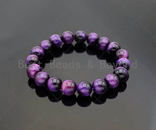 Load image into Gallery viewer, Natural Purple Tiger Eye Stretchy Bracelet