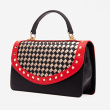 Load image into Gallery viewer, The Dosso Black and Gold Handwoven Leather Handbag
