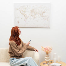 Load image into Gallery viewer, World Map on Canvas - Beige
