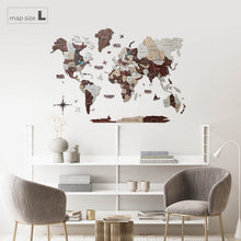 Load image into Gallery viewer, 3D Wooden World Map Cappuccino (for US only)