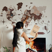 Load image into Gallery viewer, 3D Wooden World Map Cappuccino