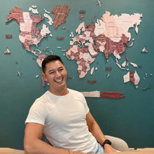 Load image into Gallery viewer, 3D Wooden World Map Cappuccino