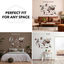 Load image into Gallery viewer, 3D Luminous Colored Wooden World Map Cappuccino