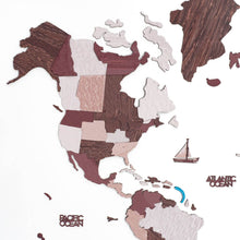 Load image into Gallery viewer, 3D Wooden World Map Cappuccino