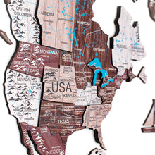 Load image into Gallery viewer, 3D Wooden World Map Cappuccino