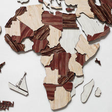Load image into Gallery viewer, 3D Luminous Colored Wooden World Map Cappuccino