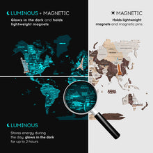 Load image into Gallery viewer, 3D Luminous Colored Wooden World Map Cappuccino