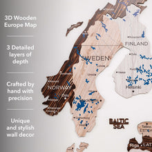 Load image into Gallery viewer, 3D Europe Wooden Map Cappuccino